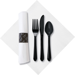 Hoffmaster FashnPoint CaterWrap Heavyweight Rolled Cutlery Kit