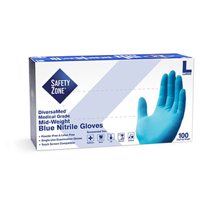 The Safety Zone DiversaMed Medical Grade Mid-Weight Nitrile Gloves